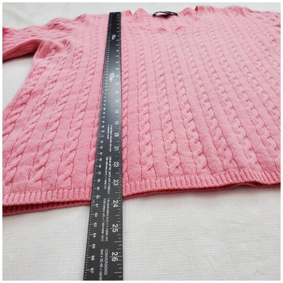 Kirkland Signature V-Neck Pink 100% Cashmere Cable Knit Sweater Size XL - Picture 5 of 6
